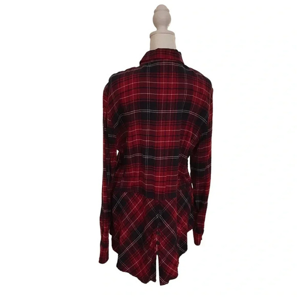 Ladies Red & Black Plaid Top - Picture 6 of 12